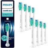 Rezerve Philips Sonicare Pro Results HX6018/87, pachet de 8 capete de periere, Standard, click-on, sincronizarea modurilor BrushSync, Alb