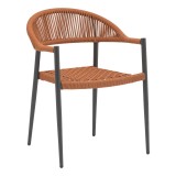 Cumpara ieftin Scaun de gradina Freiburg aluminiu negru, sfoara mocha