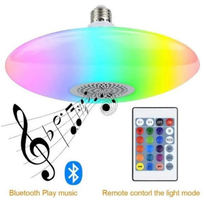 Lampa muzicala LED RGB 24W cu boxa Bluetooth si telecomanda foto