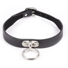 Zgarda Metallic Ring Choker, Negru, Mokko Toys