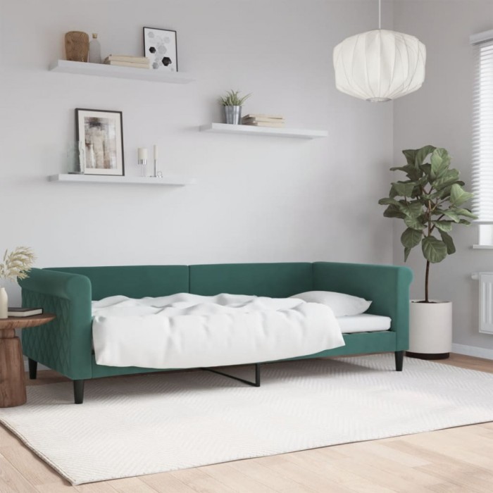 vidaXL Cadru de pat, verde &icirc;nchis, 90x200 cm, catifea 354246