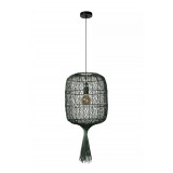 Lustra pendul LUCIDE GARVE din otel si ratan, E27, IP20, model 03436/40/33, negru