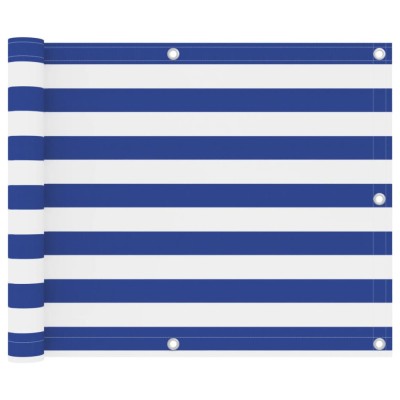 Gossi paravan de balcon, alb si albastru, 75 x 400 cm tesatura oxford foto