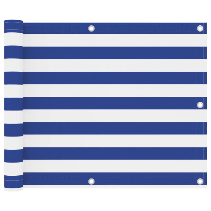 Gossi paravan de balcon, alb si albastru, 75 x 400 cm tesatura oxford
