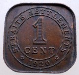 1.613 STRAITS SETTLEMENTS COLONIE BRITANICA GEORGE V 1 CENT 1920