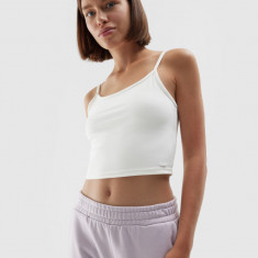 Crop-top slim unicolor pentru femei - alb