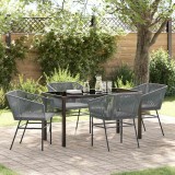vidaXL Set de masă pentru grădină 5 pcs Gri Rattan poli