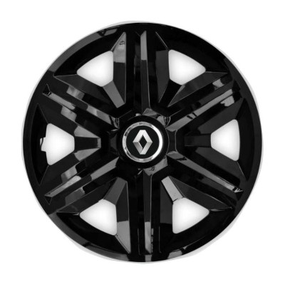 Set 4 capace roti hubcaps fast black R15 Compatibil Cu Renault foto
