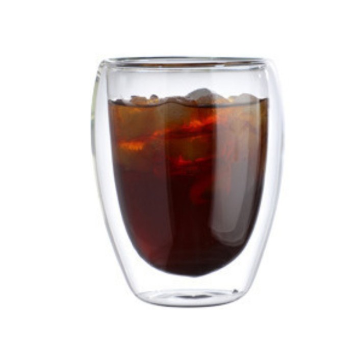 Pahar pentru cafea, cu pereti dubli, 350ml, din sticla, transparent, compact si ergonomic, termorezistent