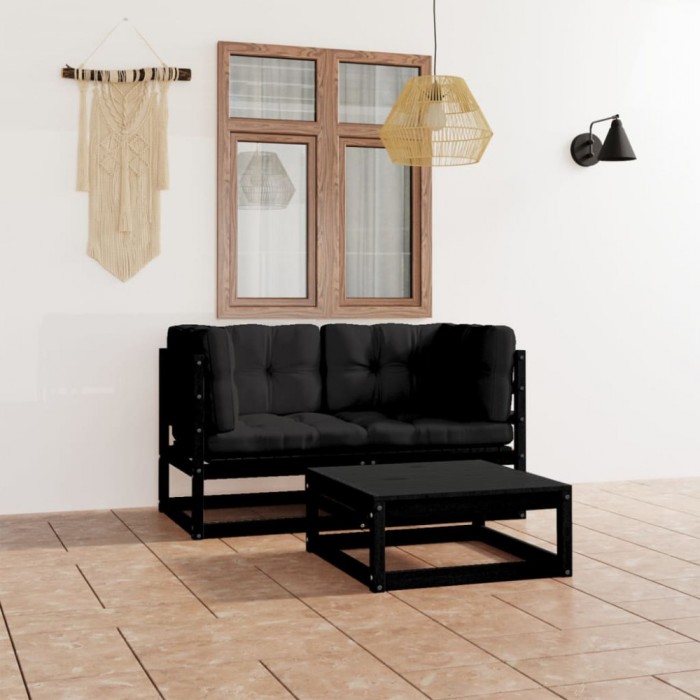 Gossi set mobilier gradina cu perne, 3 piese, lemn masiv pin