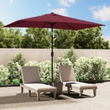 Umbrela soare exterior Gossi, 300x200 cm, rosu bordo, stalp otel, poliester