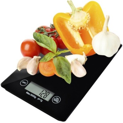Cantar electronic de bucatarie Ruhhy, sticla securizata, 5 kg, 1 g, functie TARE, ecran LCD, alimentare 2xAAA, Negru foto
