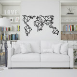 Decoratiune de perete, World Map Metal Decor 4, Metal, Dimensiune: 140 x 80 cm, Negru, Enzo