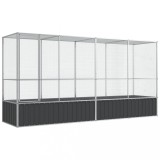 Cumpara ieftin Voliera Pasari cu Extensie Argintie 418.5x107x212cm Otel Galvanizat Cusca Mare Papagali Perusi Grile Blocabila Spatiu Amplu
