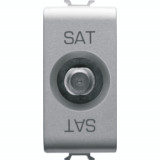 COAXIAL TV/SAT Priza, CLASS A SHIELDING - FEMALE F CONNECTOR - FEEDTHROUGH 5 dB - 1 MODULE - TITANIUM - CHORUS