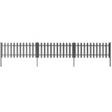 VidaXL Gard din șipci cu st&acirc;lpi, 3 buc., 600x60 cm, WPC