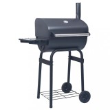 VidaXL Grătar barbecue cu cărbuni, afumătoare și raft inferior, negru