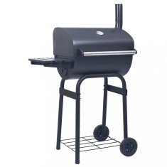 vidaXL Grătar barbecue cu cărbuni, afumătoare și raft inferior, negru 46649