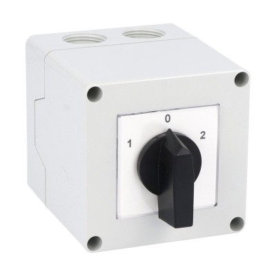 Comutator 25A 7.5kW 3 poli 1-0-2 IP65 rotativ inversor de sens motor 75x75mm foto