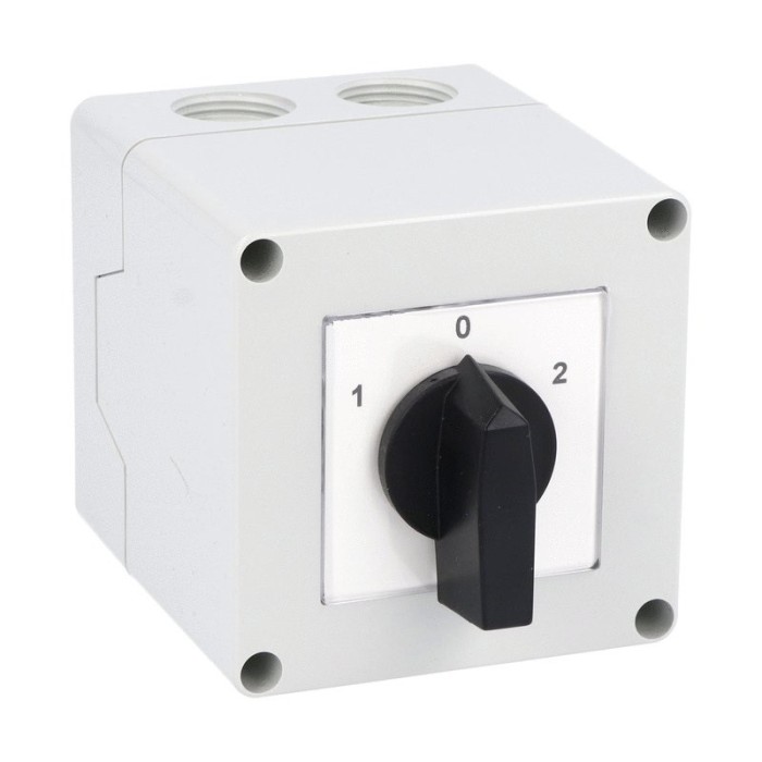 Comutator 25A 7.5kW 3 poli 1-0-2 IP65 rotativ inversor de sens motor 75x75mm