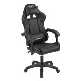 Cumpara ieftin Scaun gaming Leziter Raven din piele PU neagra, reglabil, cu perne, 140 kg