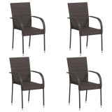 VidaXL Scaune de exterior stivuibile, 4 buc., maro, poliratan 310083