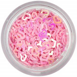 Confetti nail art - inimi roz deschis