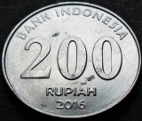 Moneda exotica 200 RUPII - INDONEZIA, anul 2016 * cod 142, Asia