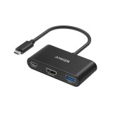 DOCKING Station Anker 3-in-1, porturi: HDMI (M) 4K 30Hz, USB 3.2 gen 1, PD 100W, , conectare prin USB Type-C (T), rata transfer 5 Gbps, ABS, gri, &quot;A83