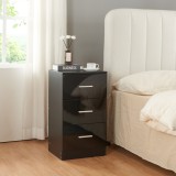 Noptiera, en.casa, PXHF-0016 Aurdal, 66 x 37 x 34,5 cm, pal, negru extra lucios, cu 3 sertare HausGarden Leisure, [en.casa]