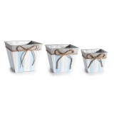 Cumpara ieftin Set 3 ghivece flori metal gri alb albastru 15,5x15,5x 13 H, 14 x 14 x 11,5 H, 11 x 11 x 10 H