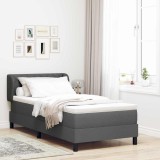 VidaXL Pat boxspring cu saltea Gri &icirc;nchis 100 x 200 cm țesătură