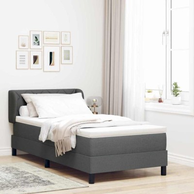 vidaXL Pat boxspring cu saltea Gri &amp;icirc;nchis 100 x 200 cm țesătură 3340074 foto