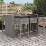 Set mobilier bar de gradina cu perne, 7 piese, gri, poliratan GartenMobel Dekor, vidaXL