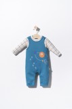 Cumpara ieftin Set salopeta cu catelusi si bluzita pentru bebelusi, Tongs baby (Culoare: Albastru, Marime: 9-12 luni)