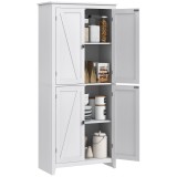 HOMCOM Bufet Modern cu 4 Uși, Rafturi Reglabile și Bază &Icirc;nălțată, Dulap pentru Bucătărie, 80x40x182 cm, Alb | Aosom Romania
