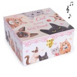 Cumpara ieftin Cutie bijuterii muzicala lemn multicolor Pisicute cm 20 x 20 x 10 H