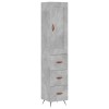 Dulap inalt, gri beton, 34,5x34x180 cm, lemn prelucrat
