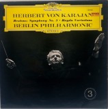Brahms, Herbert von Karajan, Berlin Philharmonic &lrm;&ndash; Symphony No. 3 &bull; Haydn Variations NM / VG+ vinil, LP, disc muzica clasica Deutsche gr. UK 1965