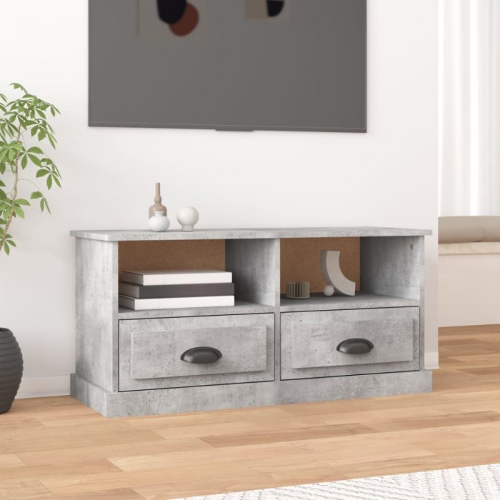 vidaXL Comodă TV, gri beton, 93x35,5x45 cm, lemn prelucrat