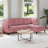 vidaXL Set de mobilier pentru living cu pernă 4 pcs Roz Catifea 3413745