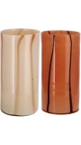 Cumpara ieftin Set 2 vaze flori sticla bej maro 12 x 25 cm