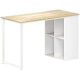 HOMCOM Birou pentru Computer cu 4 Rafturi Deschise și Picioare Antiderapante, 120x54x75 cm, Stejar | Aosom Romania