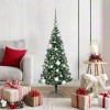 Pom de Crăciun artificial pre-iluminat cu 150 LED Verde 120 cm