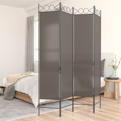 Paravan de cameră cu 4 panouri, antracit, 160x220 cm, textil foto