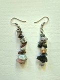 Cercei lungi handmade din mix de pietre semiprețioase naturale, stil boho, 6 cm