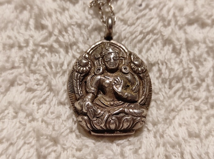 SHIVA cel PUR vechi MEDALION argint SIMBOLUL mitologiei HINDUSE unic + Lant ARG