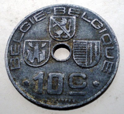 7.757 BELGIA WWII 10 CENTIMES 1944 foto