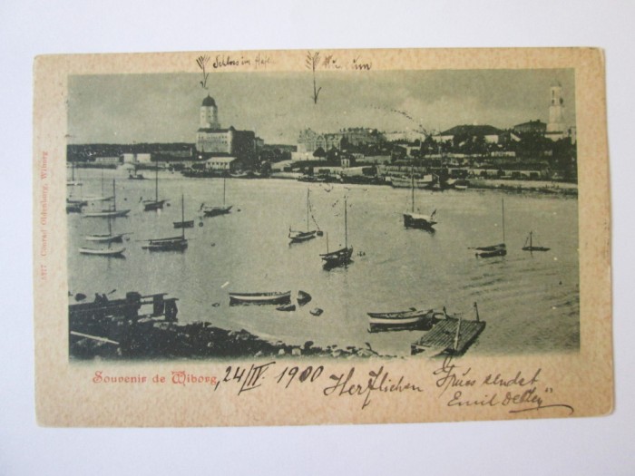 Rara! Finlanda/Imperiul Rus-Wiborg/Vyborg,carte postala circulata 1900