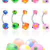 Piercing pentru buric cu puncte colorate - Culoare Piercing: Alb